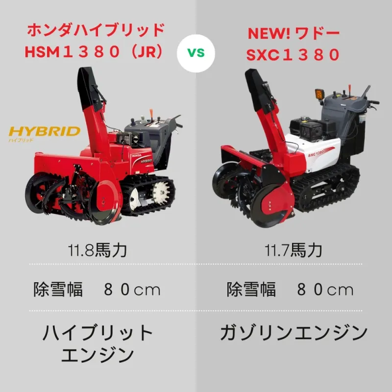 同じクラスの2つのモデル比較：人気モデル・ホンダ HSM1380i(JR) と新モデル・ワドーSXC1380